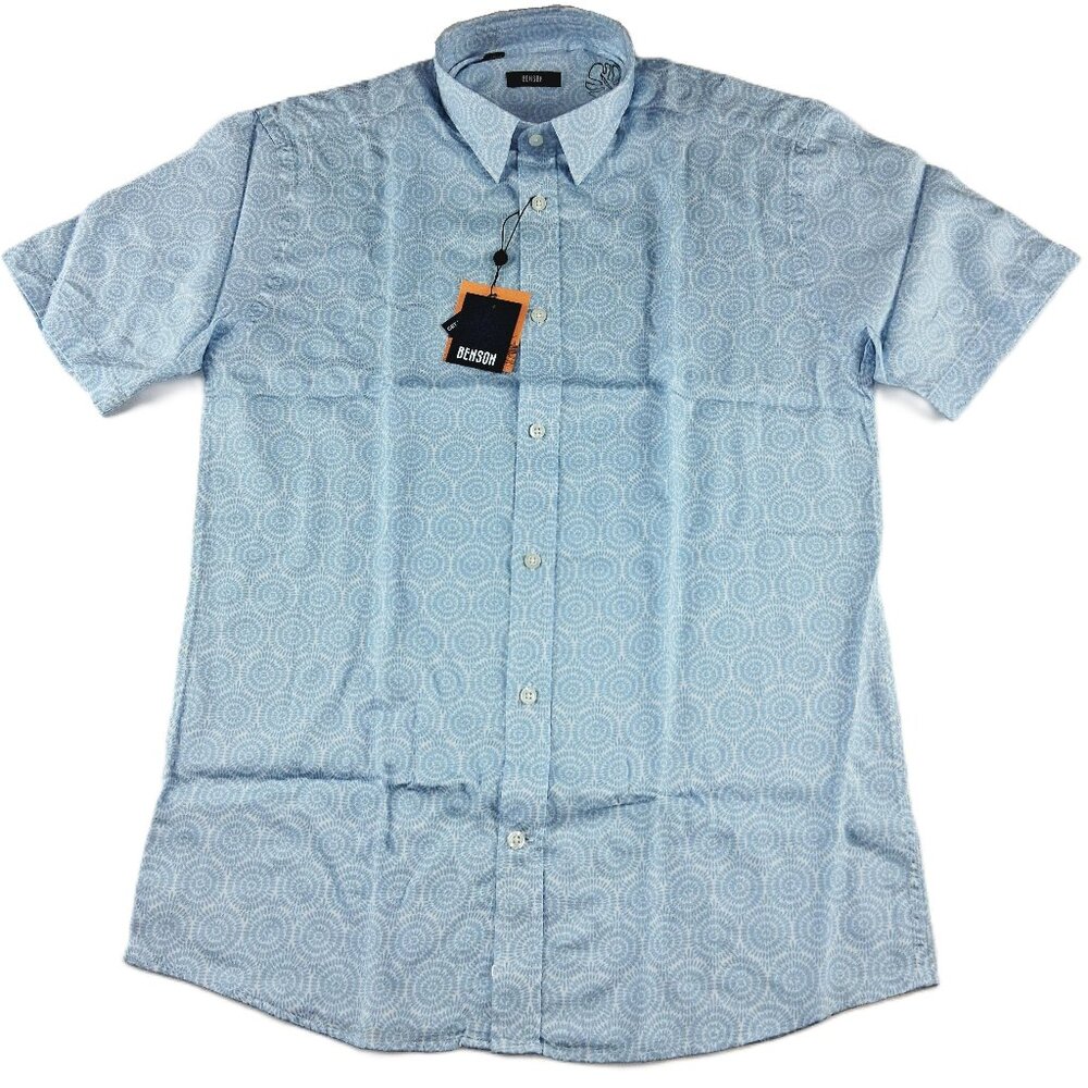 Benson Champlain Short Sleeve Button Front Shirt Men's Size Small Powder Blue